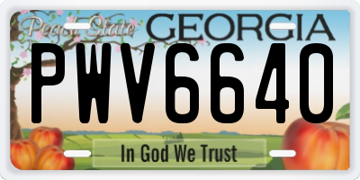 GA license plate PWV6640