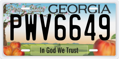 GA license plate PWV6649
