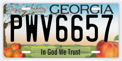 GA license plate PWV6657