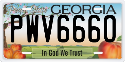 GA license plate PWV6660