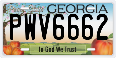 GA license plate PWV6662