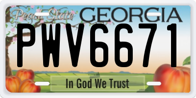 GA license plate PWV6671