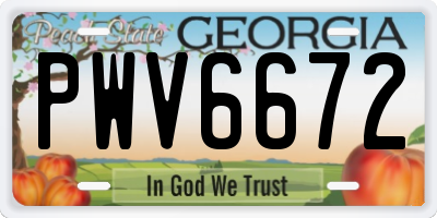 GA license plate PWV6672