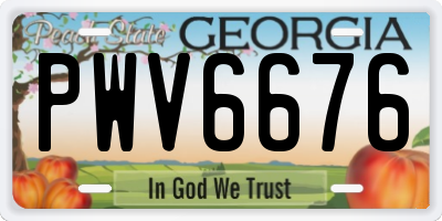 GA license plate PWV6676