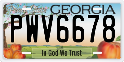 GA license plate PWV6678
