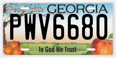 GA license plate PWV6680