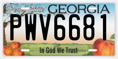 GA license plate PWV6681