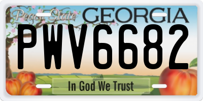 GA license plate PWV6682