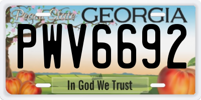 GA license plate PWV6692