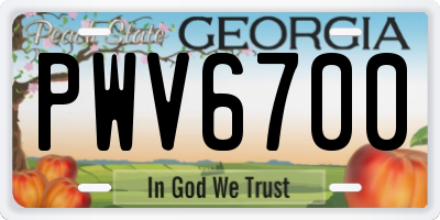 GA license plate PWV6700