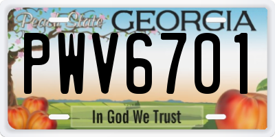 GA license plate PWV6701