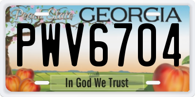 GA license plate PWV6704