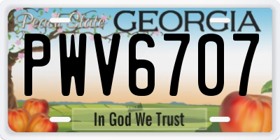 GA license plate PWV6707