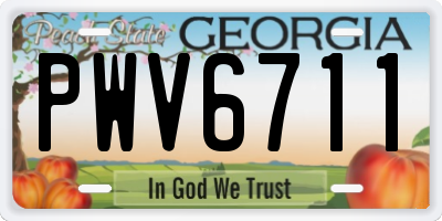 GA license plate PWV6711