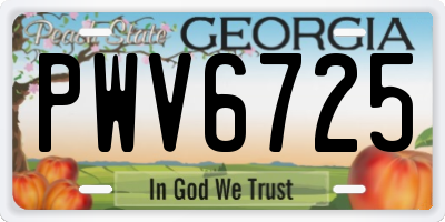 GA license plate PWV6725