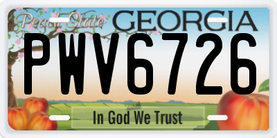 GA license plate PWV6726