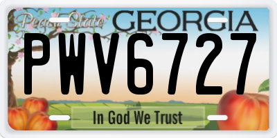 GA license plate PWV6727