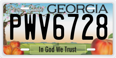 GA license plate PWV6728