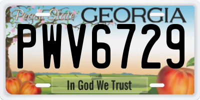 GA license plate PWV6729