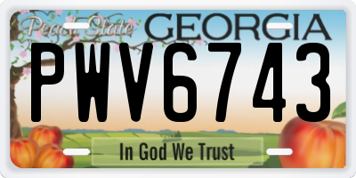 GA license plate PWV6743