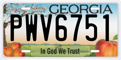 GA license plate PWV6751