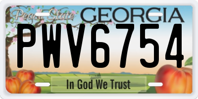 GA license plate PWV6754