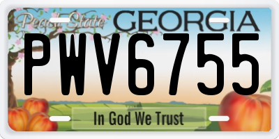 GA license plate PWV6755