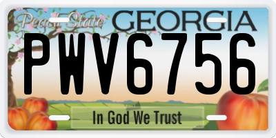 GA license plate PWV6756