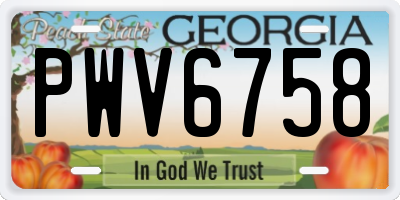 GA license plate PWV6758