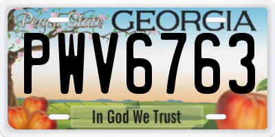 GA license plate PWV6763