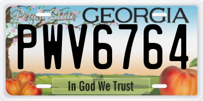 GA license plate PWV6764