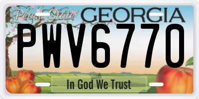 GA license plate PWV6770