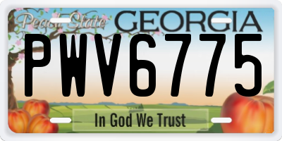 GA license plate PWV6775