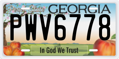 GA license plate PWV6778