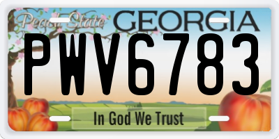 GA license plate PWV6783