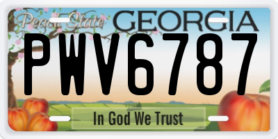 GA license plate PWV6787