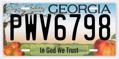 GA license plate PWV6798