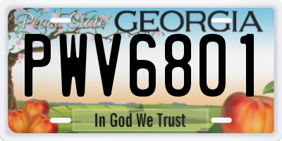 GA license plate PWV6801