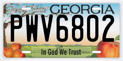 GA license plate PWV6802