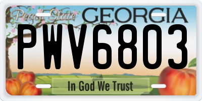 GA license plate PWV6803