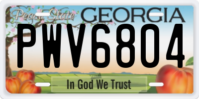 GA license plate PWV6804