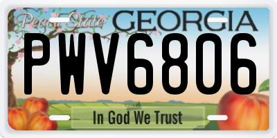 GA license plate PWV6806