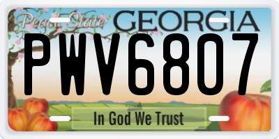 GA license plate PWV6807