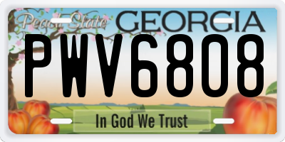 GA license plate PWV6808