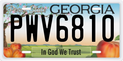 GA license plate PWV6810