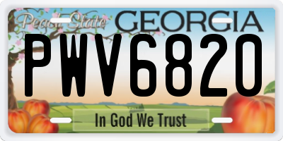 GA license plate PWV6820