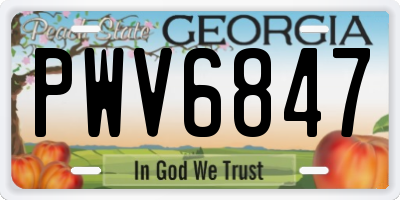 GA license plate PWV6847