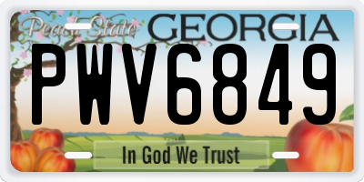 GA license plate PWV6849