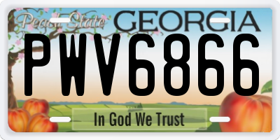 GA license plate PWV6866