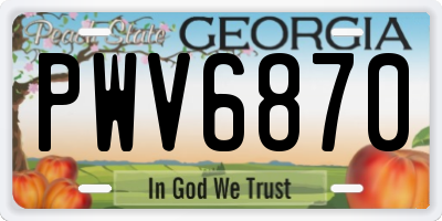 GA license plate PWV6870